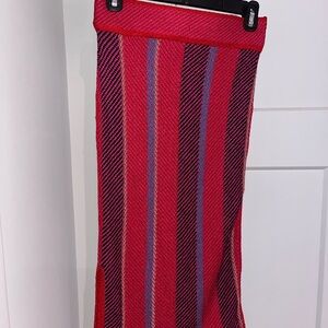 Ann Taylor Red/Pink and Blue Striped Maxi Skirt